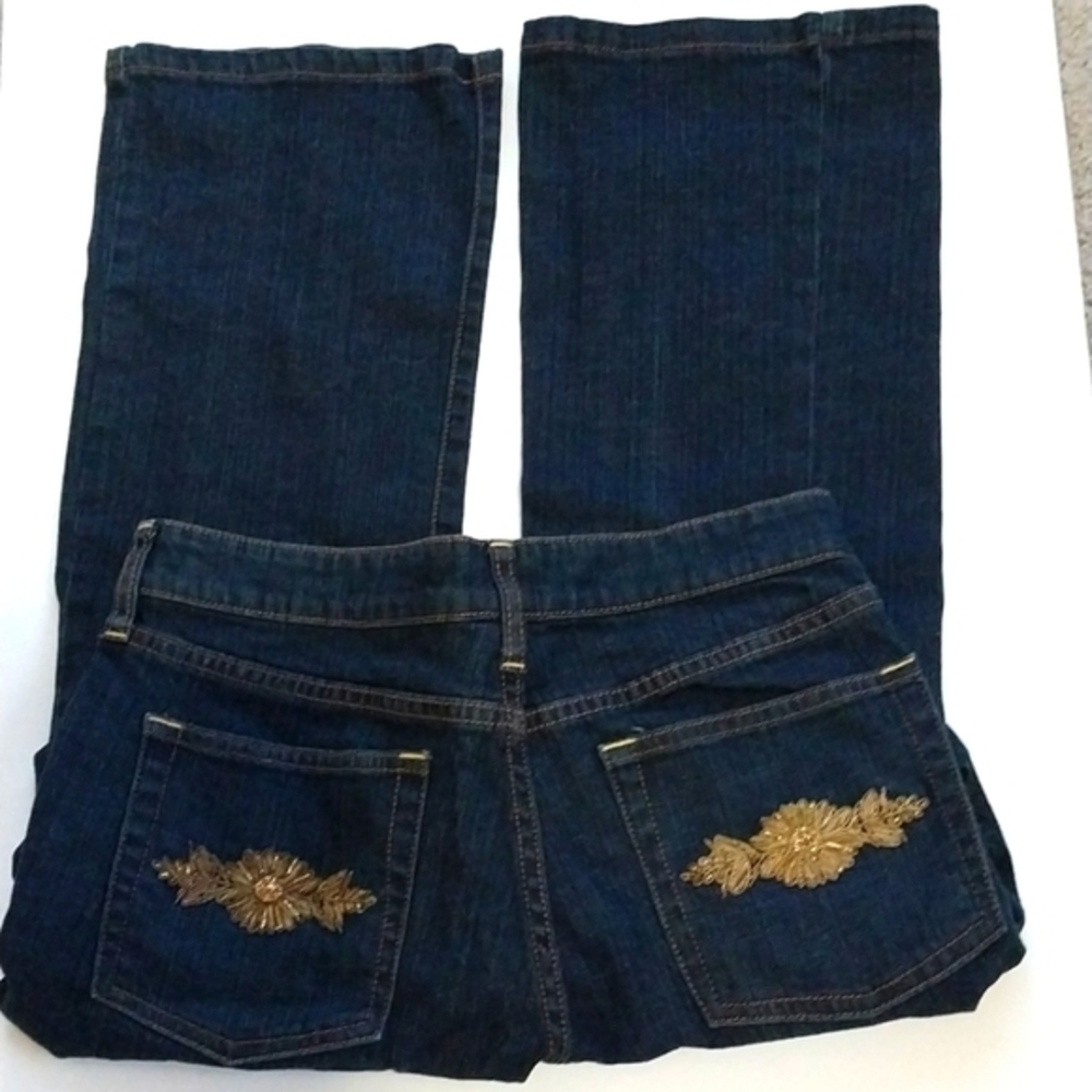The Limited Vintage "Drew Jeans" Gold Embellished Bling Pockets Size 2 Dark Wash